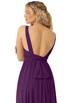 Azazie Kora Bridesmaid Dresses Grape A-Line Pleated Chiffon Dress image3