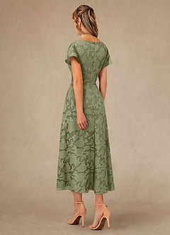 Azazie Vera Mother of the Bride Dresses Pistachio A-Line Pleated Floral Burnout Dress image3
