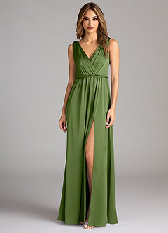 Azazie Tanicia Bridesmaid Dresses Juniper A-Line Pleated Stretch Satin Dress image3