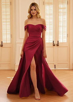 chinese dress ladies A-Line V-Neck Beaded Bodice Burgundy Satin Long Prom Dresses APD2887 main image 1