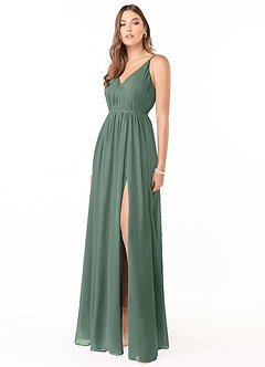 Azazie Blythe Final Sale Lilac A-Line Pleated Chiffon Dress image3