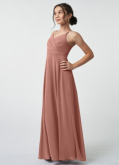 Azazie Avelina Junior Cedar Rose A-Line Pleated Chiffon Dress image4