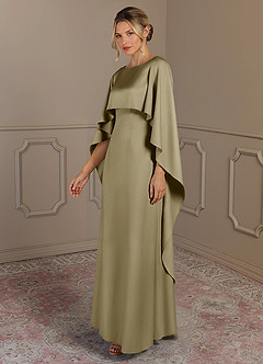 Azazie Eli Vestidos para mãe da noiva Vestir Musgo Verde de Cetim elástico de Bainha com Gargalo image3