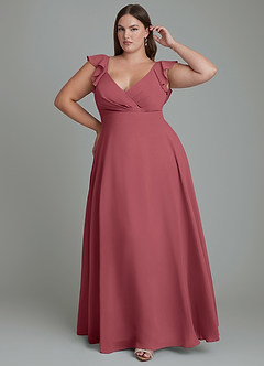Azazie Leilani Bridesmaid Dresses Merlot A-Line Pleated Chiffon Dress image6