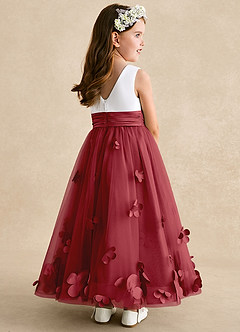Azazie Vi Flower Girl Dresses Pomegranate A-Line Sleeveless Tulle Dress image4