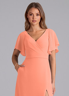 Azazie Ambrosia Bridesmaid Dresses Sunset A-Line Pleated Chiffon Dress image2