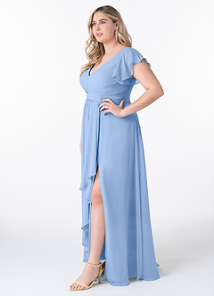 Azazie Omari Bridesmaid Dresses Steel Blue A-Line Chiffon Dress image9