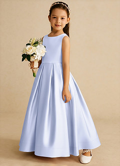 Azazie Cailee Robe Demoiselle D'honneur Fillette Robe Princesse en Mat Satiné Plissée Lavande image2