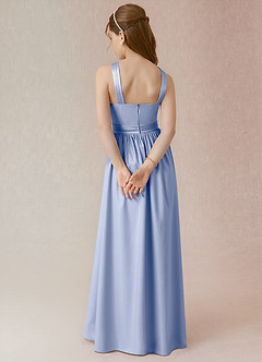 Azazie Jiya Junior Ice A-Line Pleated Stretch Satin Dress image2