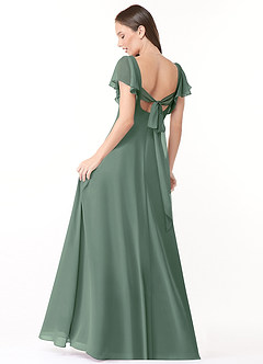 Azazie Syenna Bridesmaid Dresses Eucalyptus A-Line Ruched Chiffon Dress image2