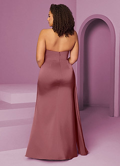 Barbie ♥ Azazie Robes de demoiselle d'honneur Robe Sirène en Satin extensible Plissée Rose Du Désert image12