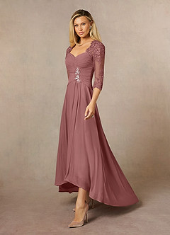 Azazie Anne vestidos de madre de la novia Vestido de Rosa Del Desierto de Encaje de Recto con Corazón Lentejuelas image6