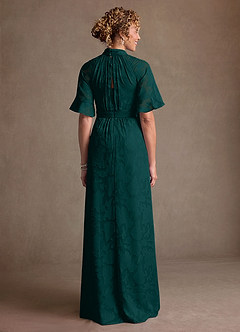 Azazie Hypatia Klänningar till brudens mor Klä Tubklänning i Blommig Utbrändhet Plisserad Tallgrön image3