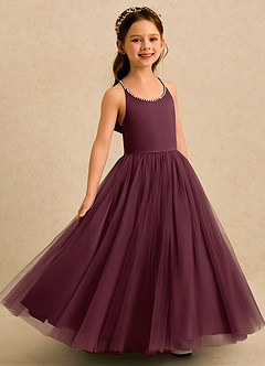 Azazie Aurora Sukienki dla dziewczynek sypiących kwiaty Linia A Ukłon Tiul Długość kostki Sukienka image2