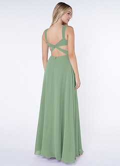 Azazie Nahrin Bridesmaid Dresses Matcha A-Line V-Neck Pleated Chiffon Dress image4
