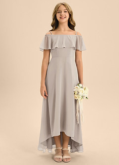 Azazie Maggie Junior Frost A-Line Off the Shoulder Chiffon Dress image1