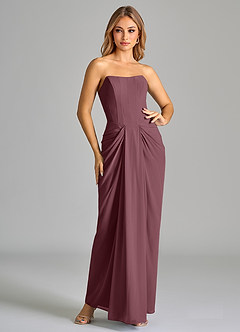 Azazie Anaïs Bridesmaid Dresses Sangria Sheath Strapless Chiffon Dress image3