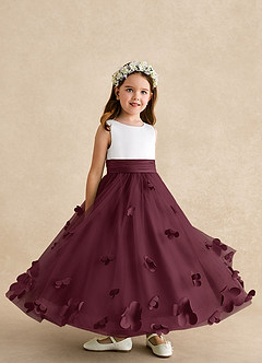 Azazie Vi Flower Girl Dresses Cabernet A-Line Sleeveless Tulle Dress image8