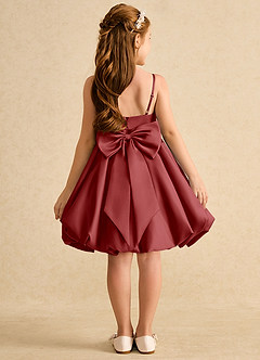 Azazie Davine Flower Girl Dresses Rust A-Line Spaghetti Strap Matte Satin Dress image8