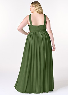Azazie Elvira Bridesmaid Dresses Olive A-Line Pleated Chiffon Dress image2
