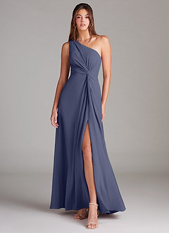 Azazie Brooke Jurken voor bruidsmeisjes Jurk van Chiffon met A-Lijn One-Shoulder Stormachtig image1