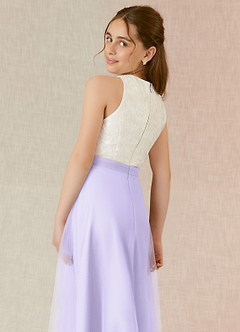 Azazie Albertine Junior Lilac A-Line Lace Chiffon Dress image6