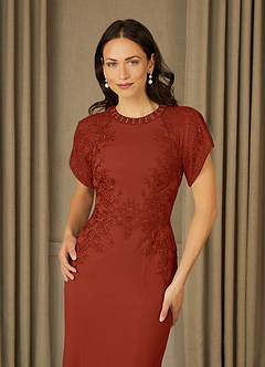Azazie Adonna Mother of the Bride Dresses Rust Mermaid Lace Dress image4