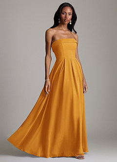 Azazie Lucienne Bridesmaid Dresses Butterscotch A-Line Strapless Chiffon Convertible Dress image6