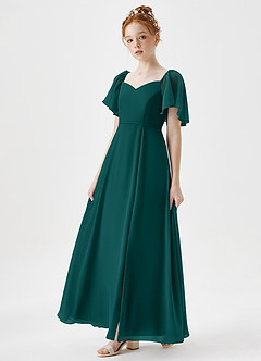 Azazie Chloe Junior Peacock A-Line Sweetheart Neckline Chiffon Dress image3