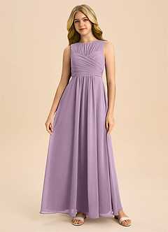 Azazie Skyla Junior Wisteria A-Line Pleated Chiffon Dress image2