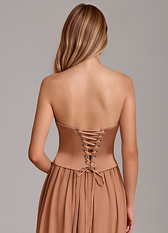 Azazie Cadence Bridesmaid Dresses Bronzer A-Line Corset Stretch Satin Convertible Dress image6