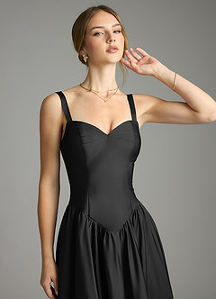 Azazie Evadina Suknie dla druhen Linia A Gorset Satyna elastyczna Do ziemi Sukienka image5