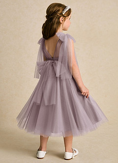 Azazie Dori Flower Girl Dresses Dusk A-Line Ruched Tulle Dress image3