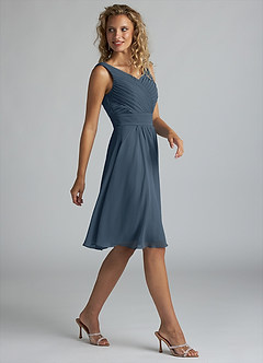Azazie Grace Bridesmaid Dresses Neptune A-Line Pleated Chiffon Dress image4