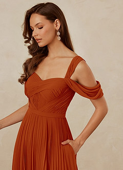 Christian Siriano Bridal for Azazie 1013 Bridesmaid Dresses Paprika A-Line Off the Shoulder Chiffon Dress image6