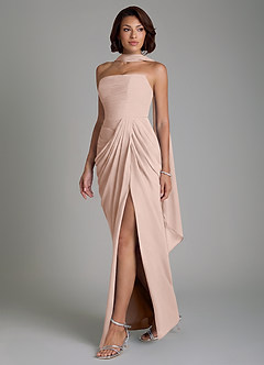 Azazie Nyra Bridesmaid Dresses English Rose Sheath Corset Chiffon Dress image3