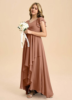 Azazie Caria Junior Bronzer A-Line Pleated Chiffon Dress image5