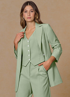 front Rowan Dusty Sage Refined Weave Performance blazer