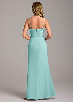 Azazie Chantel Robes de demoiselle d'honneur Robe Fourreau Convertible en Mousseline de soie Sans bretelle Aqua image6