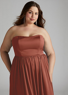 Azazie Morana Final Sale Auburn A-Line Off the Shoulder Stretch Satin Convertible Dress image19