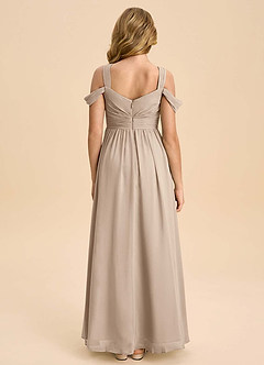 Azazie Lianne Junior Taupe A-Line Off the Shoulder Chiffon Dress image7