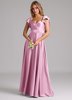 Azazie Leilani Bridesmaid Dresses Candy Pink A-Line Ruched Stretch Satin Dress image7