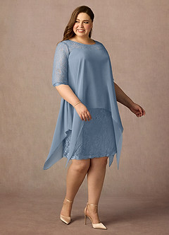 Azazie Flo Kleider für die Brautmutter A-Linie Spitze Chiffon Kleid Staubblau image8