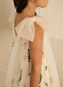 Azazie Prunella Flower Girl Dresses Classic Champagne A-Line Lace Tulle Dress image6