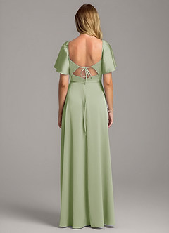 Azazie Chloe Bridesmaid Dresses Dusty Sage A-Line Sweetheart Neckline Stretch Satin Dress image3