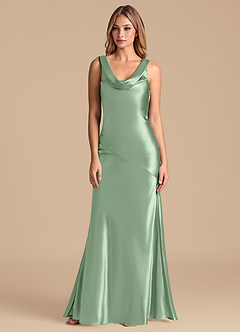 Azazie Rylina 신부 들러리 드레스 인어 메탈릭 새틴 바닥 길이 드레스 image5