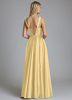 Azazie Delmie Brautjungfernkleider Eine Linie Korsett Stretch-Satin Kleid Butter image2