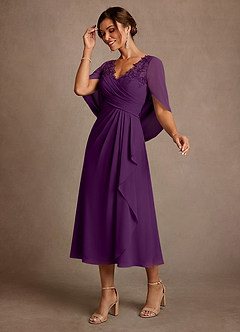 Azazie Forums Suknie dla Matki Panny Młodej Linia A Koronka Sznurówka Długość herbaty Sukienka image3