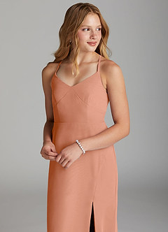 Azazie Becca Junior Champagne Rose Mermaid Chiffon Dress image3