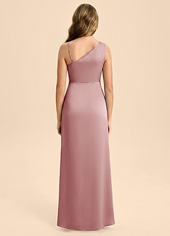Azazie Remi Junior Robe Fourreau en Satin extensible Fente Latérale Rose Poussiéreuse image2